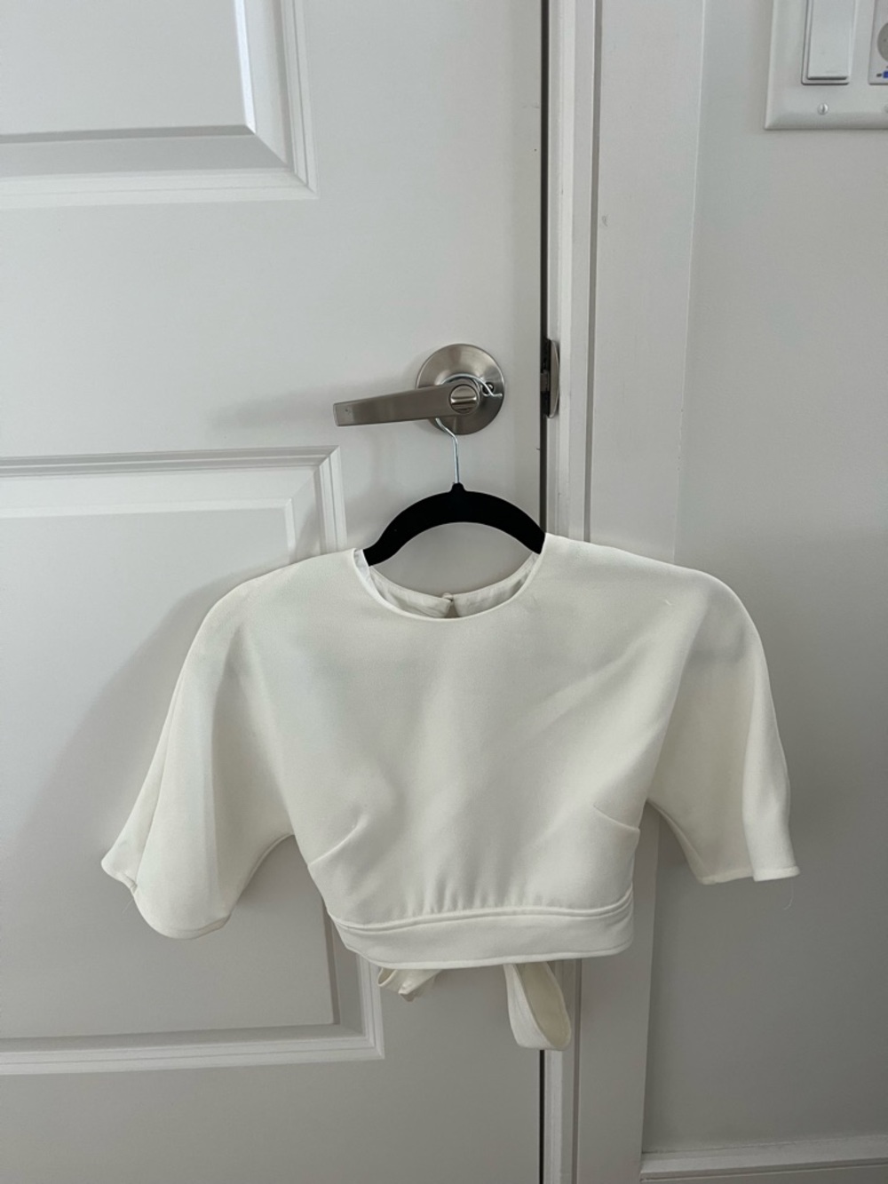The Fifth Label Women's White Crop Top with Flutter Sleeves